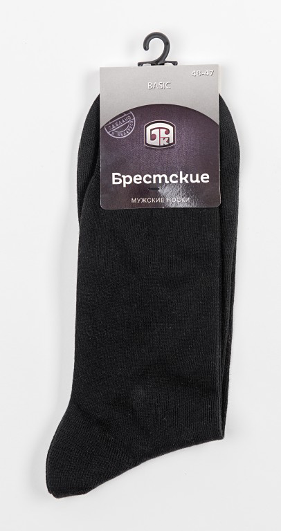 Носки мужские Брестские Basic черные в рубчик, 44-45
