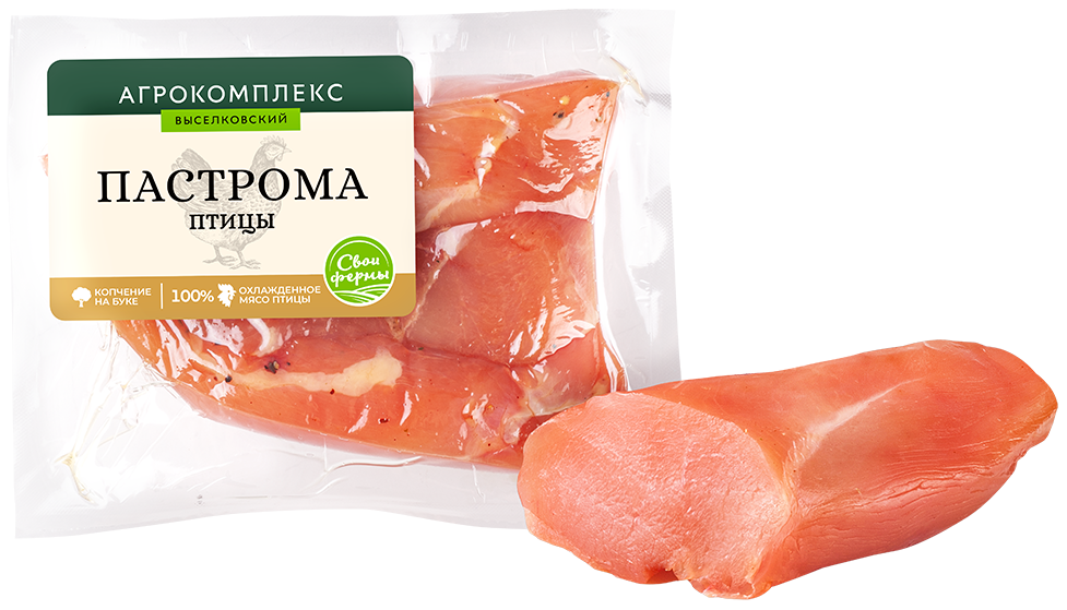 Пастрома из мяса цыпленка-бройлера Агрокомплекс сырокопченая, ~1кг