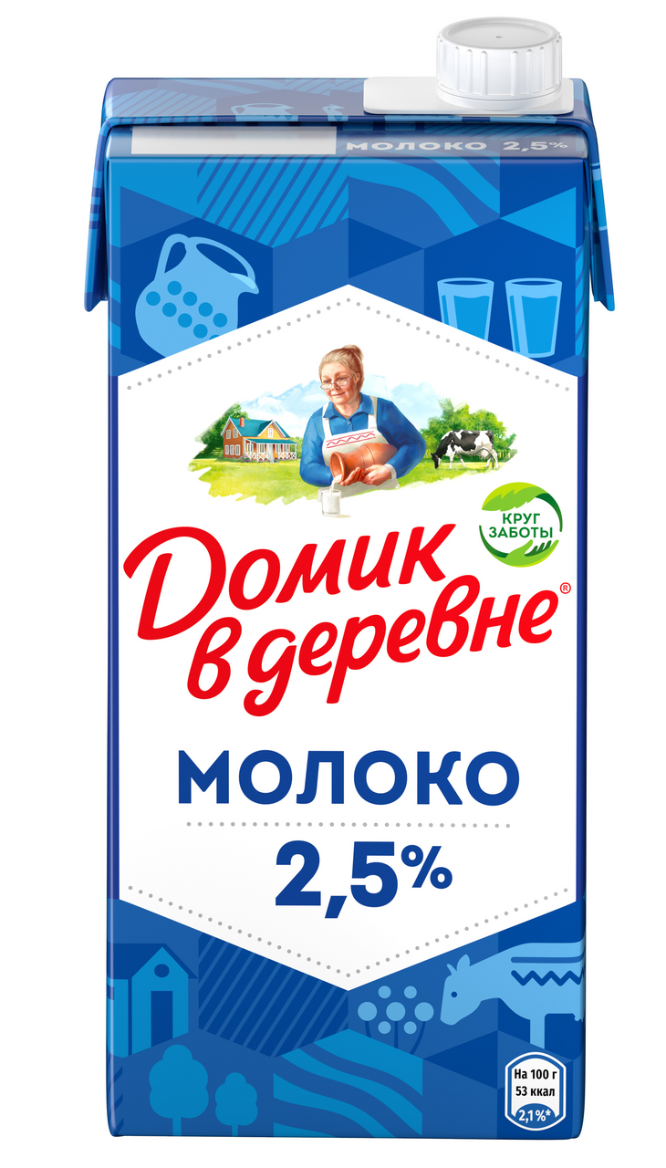 Молоко Домик в деревне ультрапастеризованное 2.5%, 950г купить с доставкой  на дом, цены в интернет-магазине