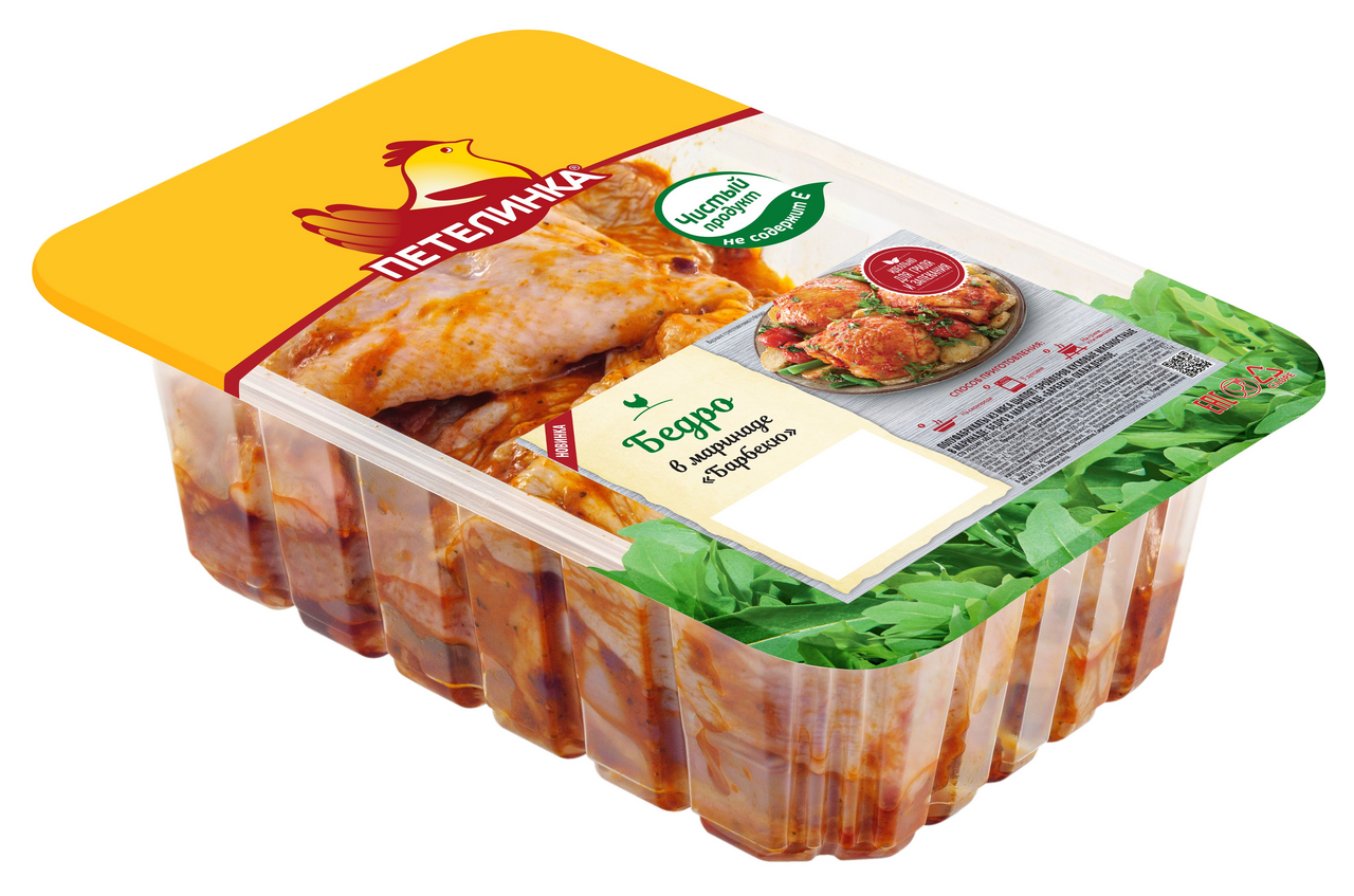 Бедро цыпленка-бройлера Петелинка в маринаде барбекю охлажденное, ~1кг