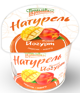 Йогурт Первый вкус Натурель персик и манго 2.5%, 125г