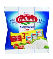 Сыр Galbani Моцарелла Tris мягкий 45%, 375г