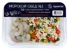 Креветки очищенные рис и овощи охлажденные, 250г