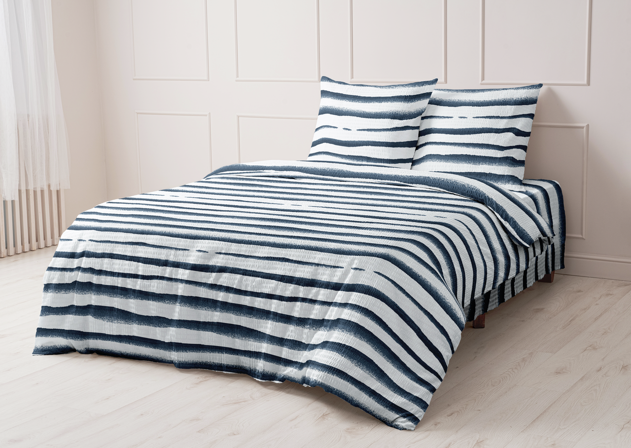 Комплект постельного белья Мастерская снов гофре в полоску евро