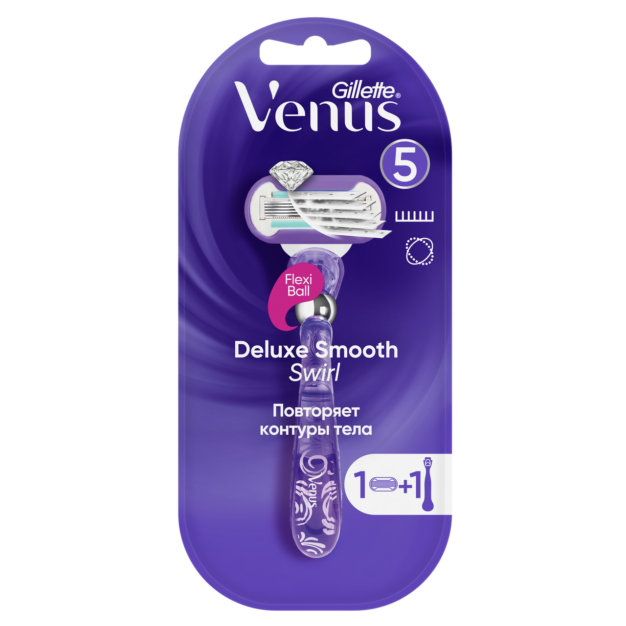 Изображение товара Женская бритва Gillette Venus Swirl с 5 лезвиями и FlexiBall, одна кассета