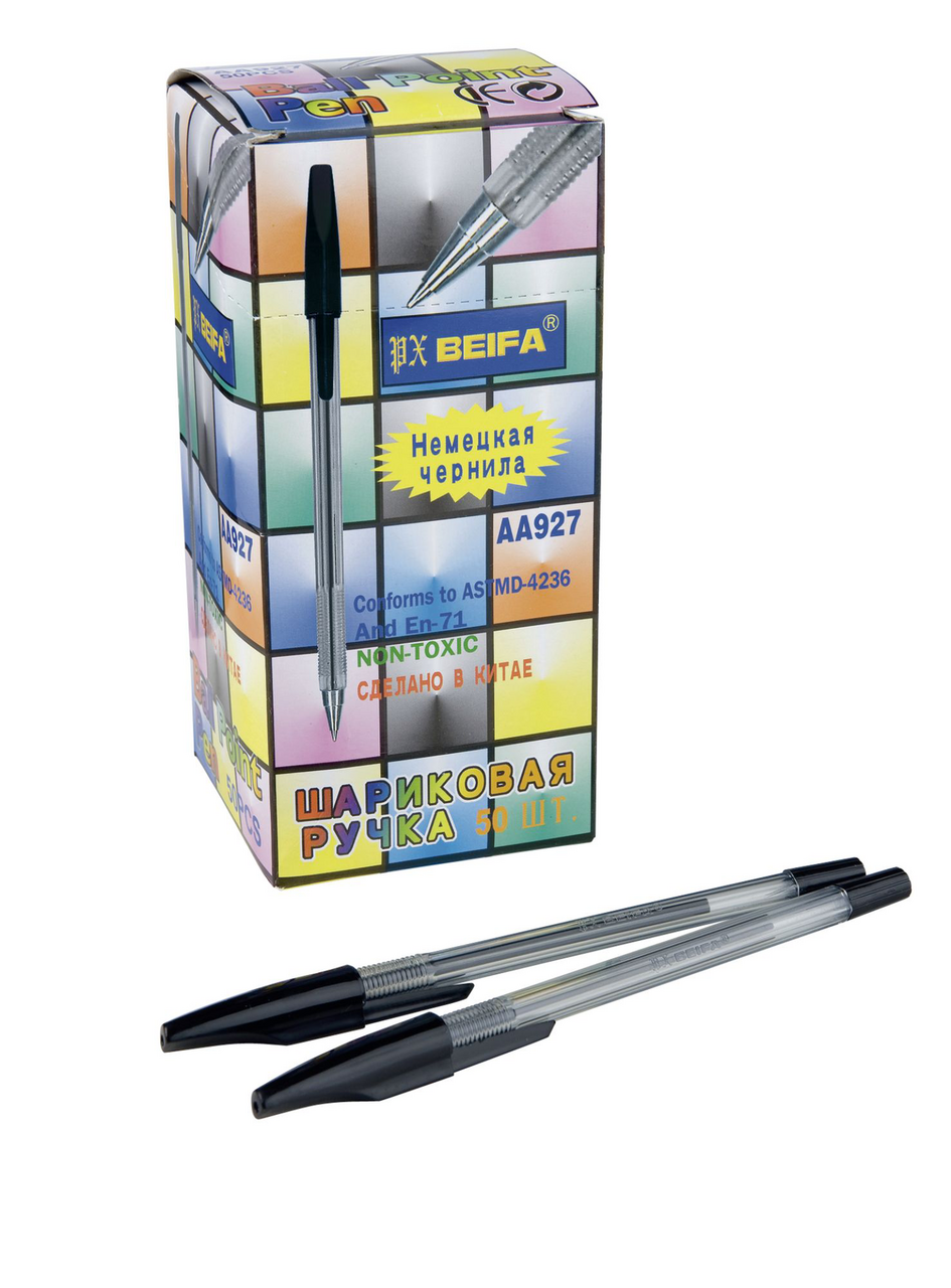 Ручки шариковые Beifa AA927 черные, 50шт