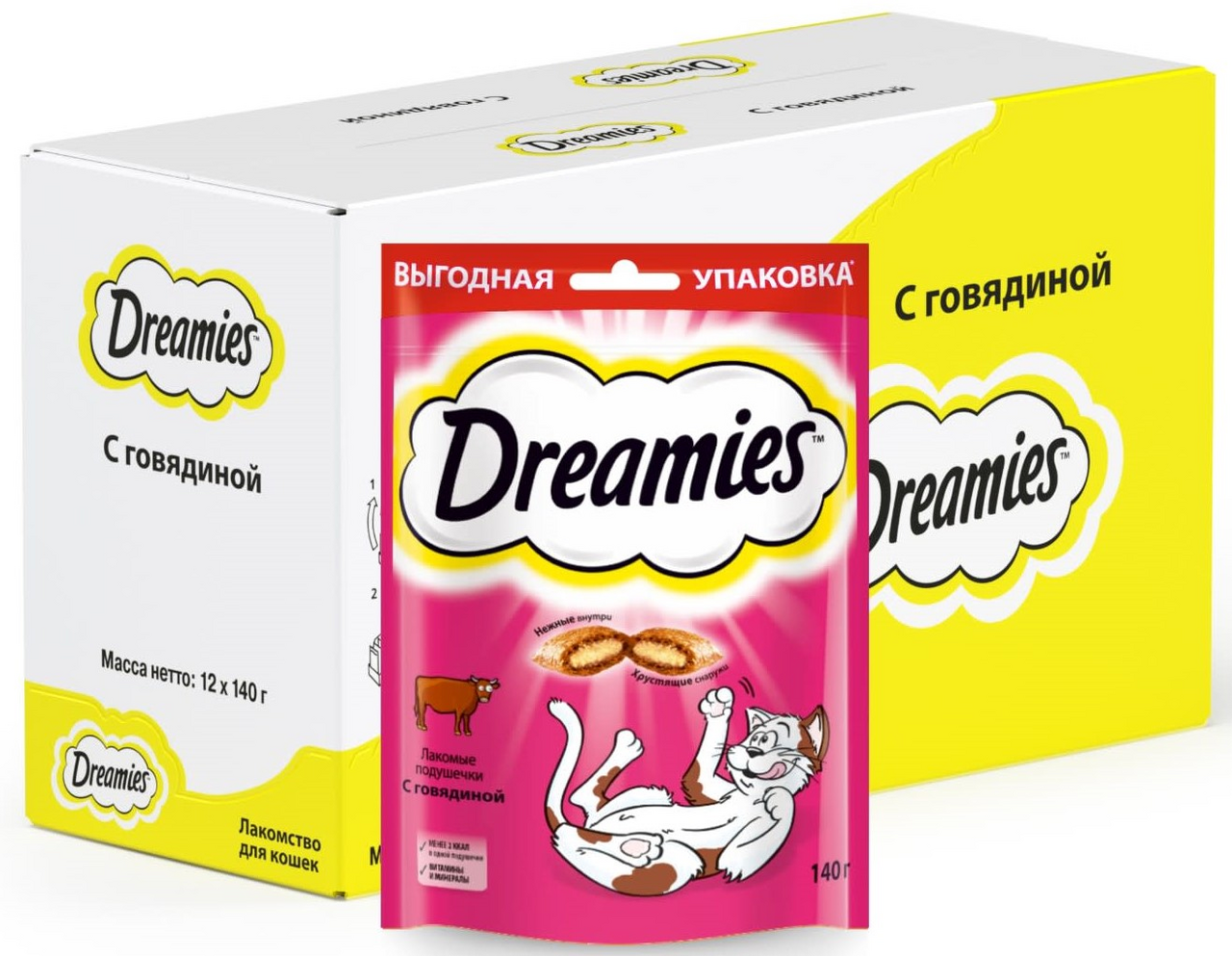 Изображение товара Лакомство Dreamies с говядиной для кошек 140г x 12 шт