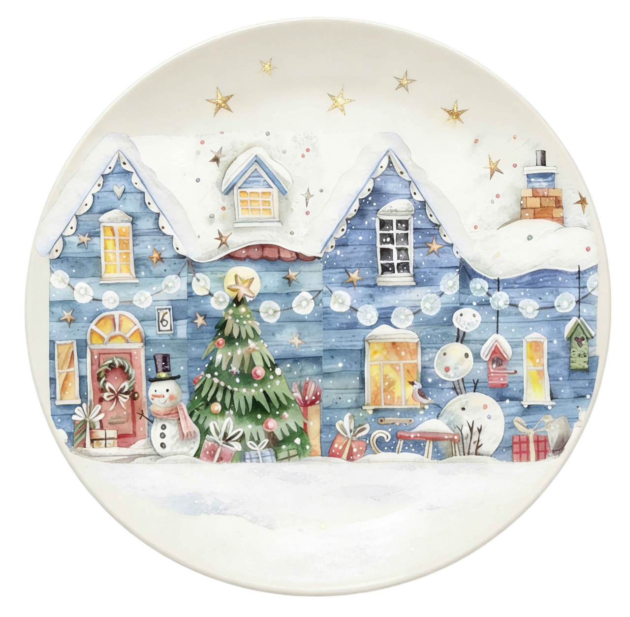 Тарелка десертная New Year Town Blue, 20см