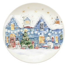 Тарелка обеденная New Year Town Blue, 25.8см
