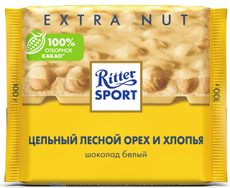 Шоколад Ritter Sport белый Цельный лесной орех и хлопья, 100г