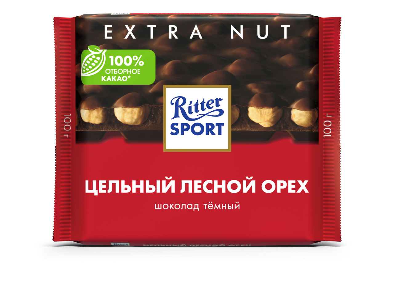 Шоколад Ritter Sport темный Цельный лесной орех, 100г купить с доставкой на  дом, цены в интернет-магазине