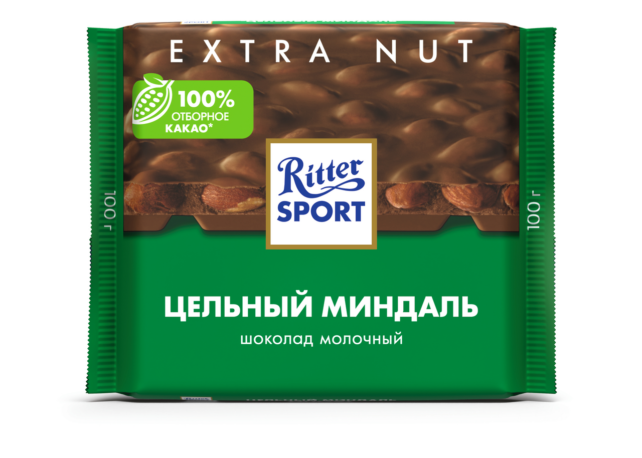 Шоколад Ritter Sport молочный Цельный миндаль, 100г купить с доставкой на  дом, цены в интернет-магазине