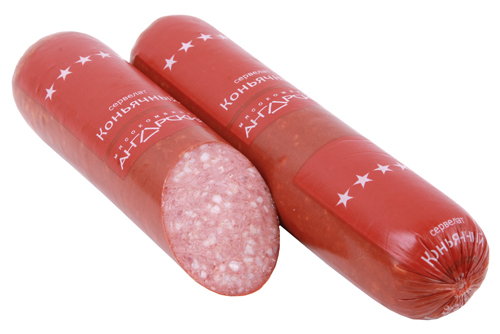 Колбаса Ангарский Сервелат Коньячный полукопченая, 470г