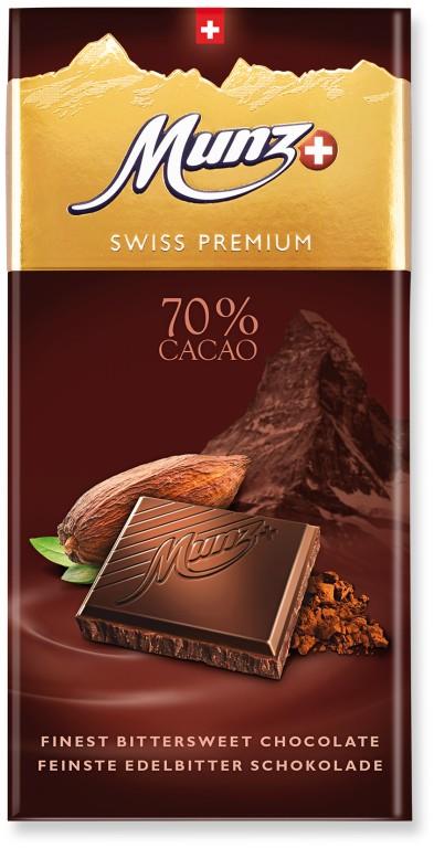 Шоколад MUNZ Swiss Premium горький 70% какао, 100г