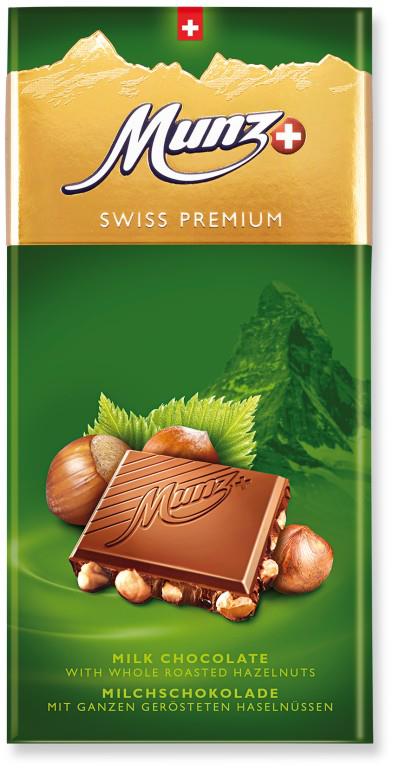 Шоколад MUNZ Swiss Premium миндаль и апельсин горький, 100г
