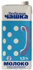 Молоко Любимая чашка ультрапастеризованное 1.5%, 1л