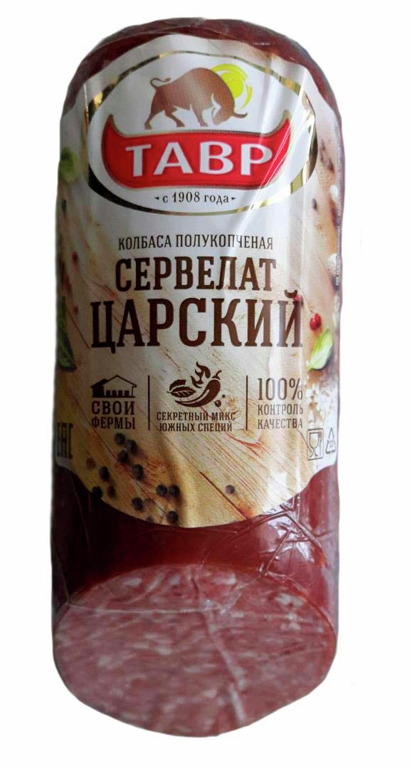 Колбаса Тавр Сервелат Царский полукопченая, ~660г