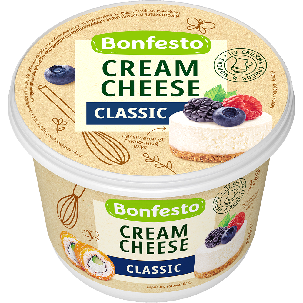 Сыр Bonfesto Cream Cheese Кремчиз мягкий 70%, 500г купить с доставкой на дом,  цены в интернет-магазине