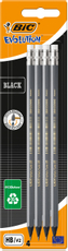 Карандаши чернографитовые BIC HB с ластиком, 4шт
