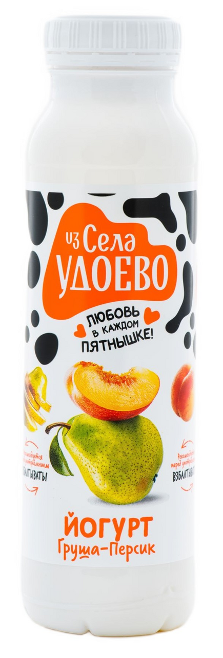 Йогурт питьевой Из села Удоево груша и персик 2.5%, 260г