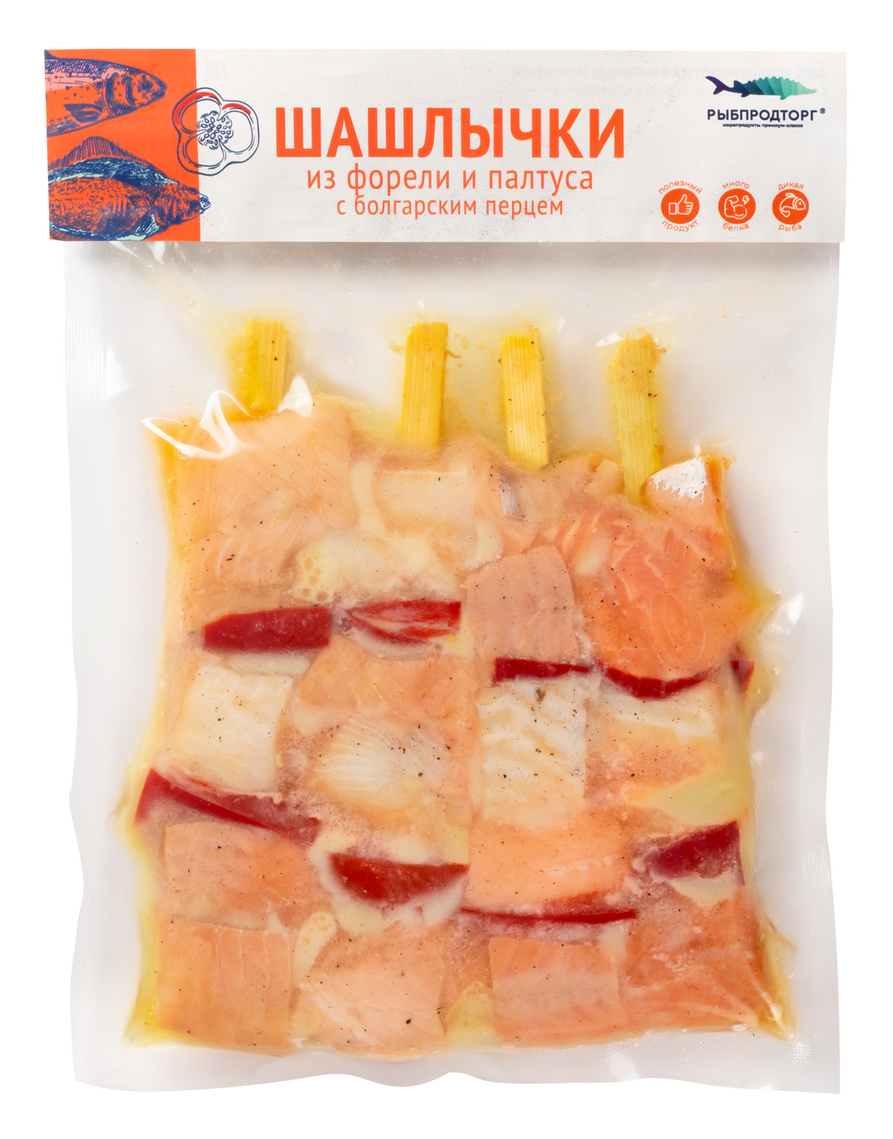 Шашлык Рыбпродторг форель и палтус с болгарским перцем замороженный, 440г