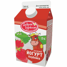Йогурт питьевой Добрая буренка клубника 1%, 450г