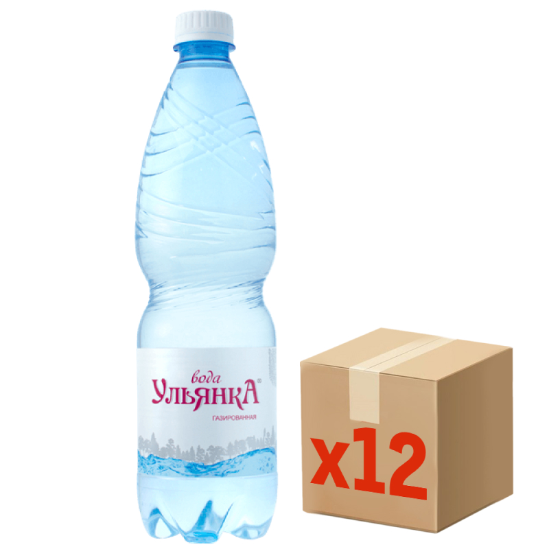 Вода Ульянка природная минеральная столовая газированная, 800мл x 12 шт