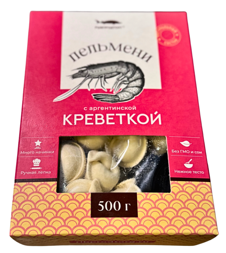 Пельмени Рыбпродторг с аргентинской креветкой замороженные, 500г