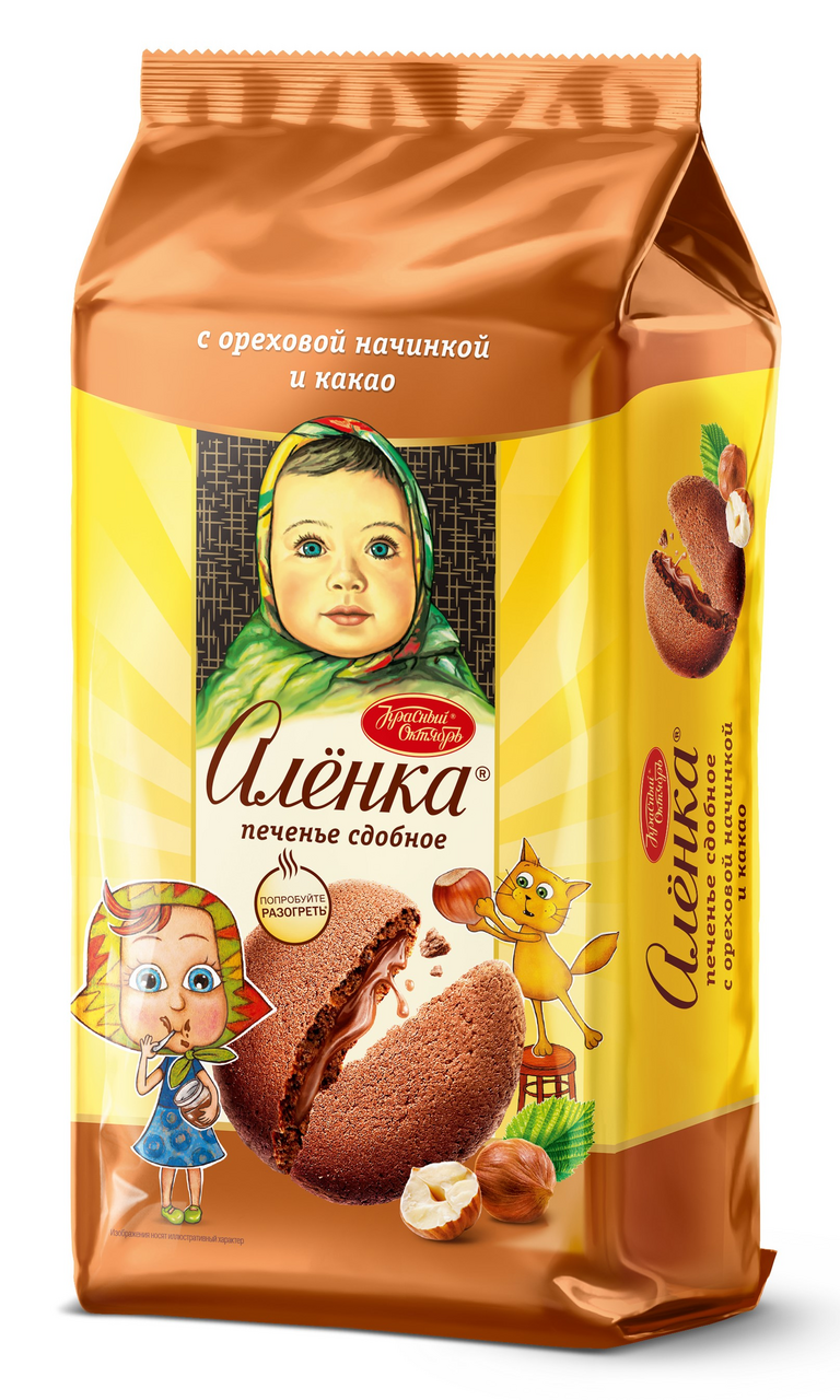 Печенье Красный Октябрь Аленка с ореховой начинкой и какао, 200г