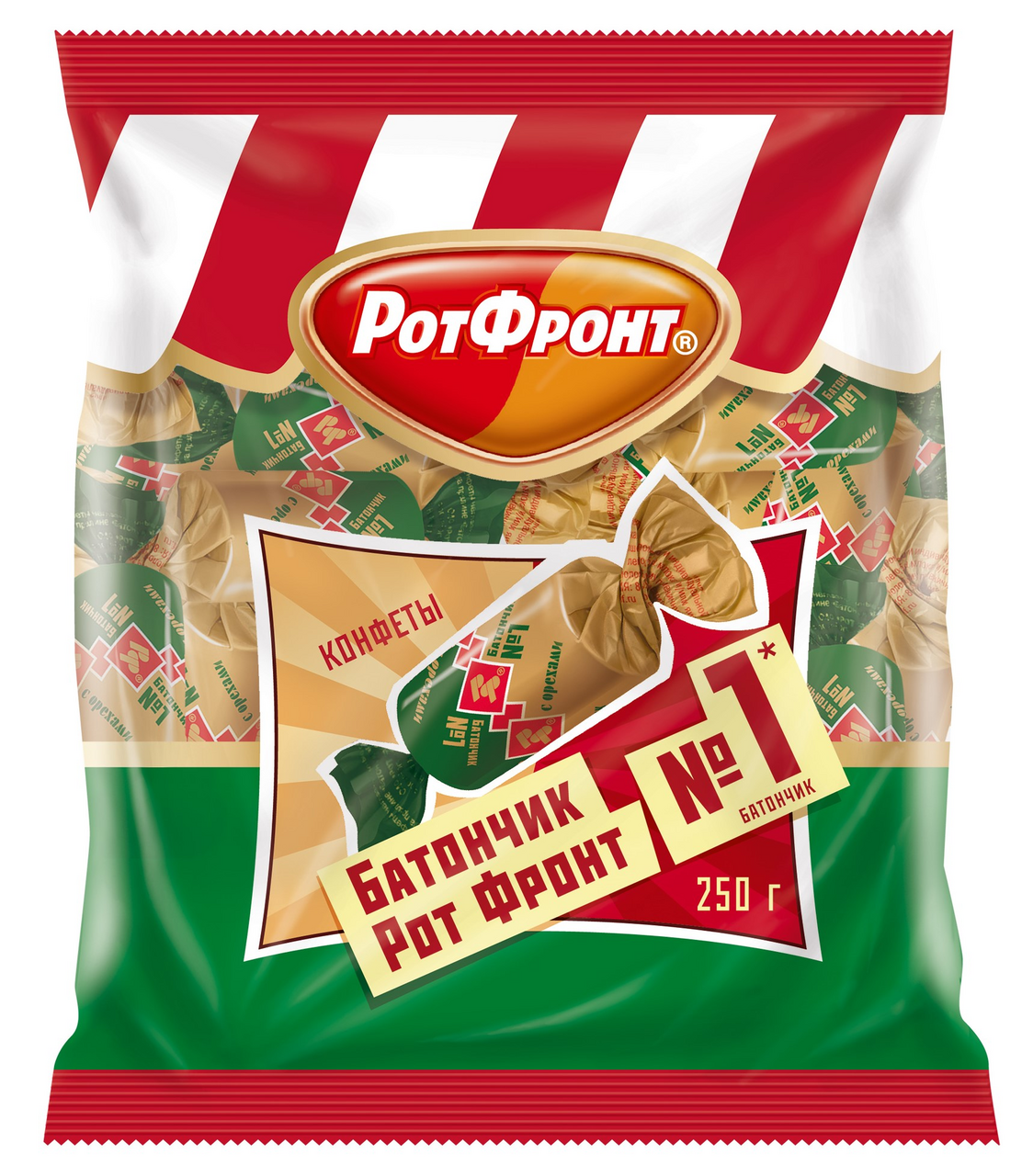 Конфеты Рот Фронт Батончики с орехами, 250г