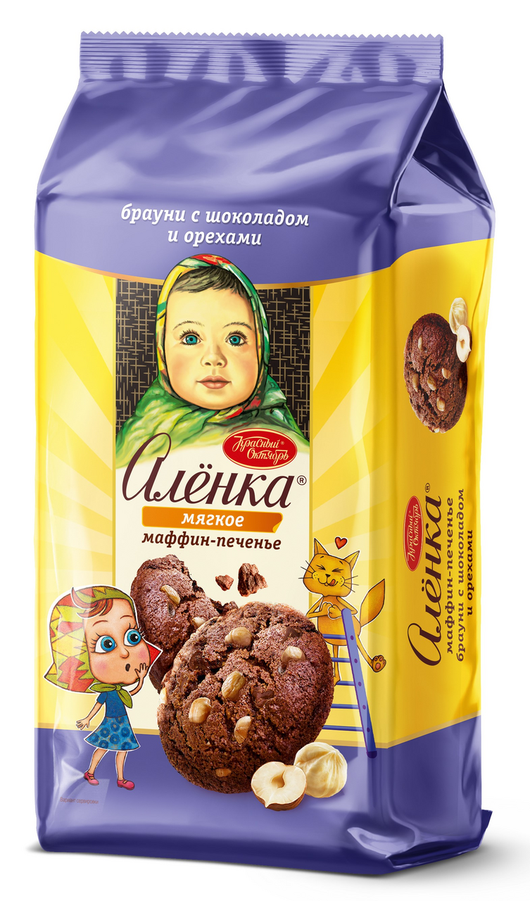 Печенье Красный Октябрь Аленка с шоколадом и орехами, 138г