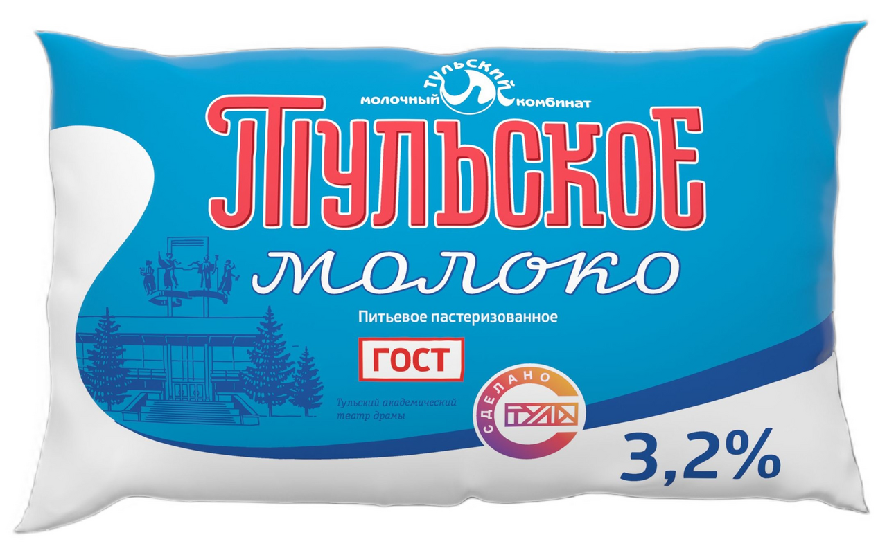 Молоко Тульский пастеризованное 3.2%, 800г