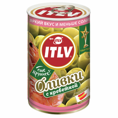Оливки ITLV зеленые с креветкой, 314мл