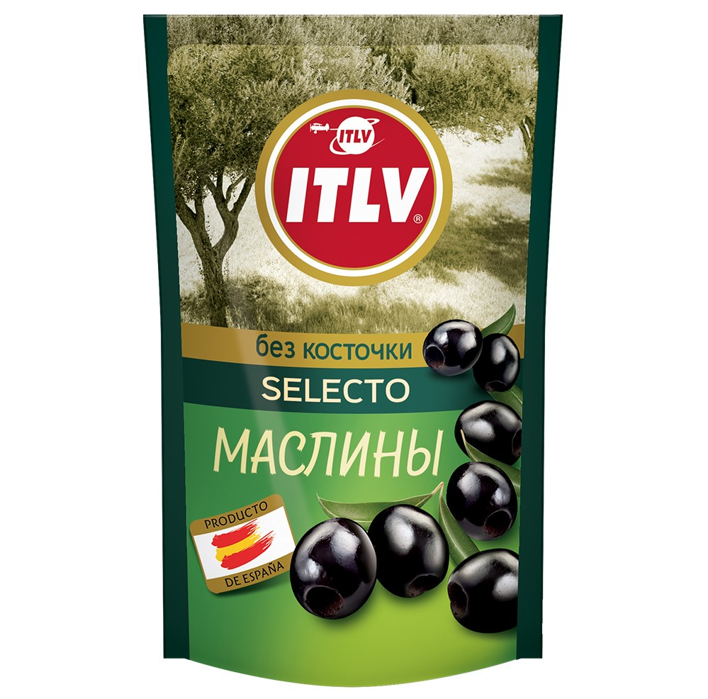 Маслины ITLV черные без косточки, 170г