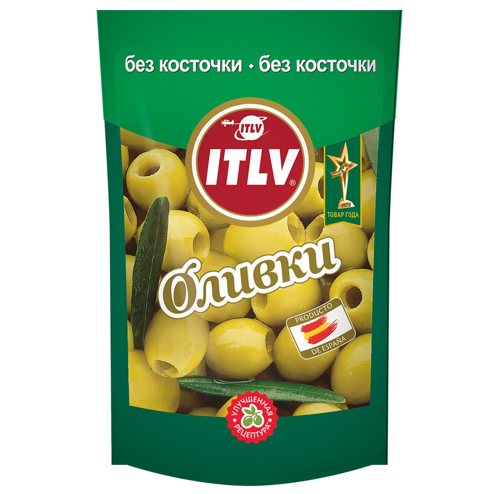 Оливки ITLV зеленые без косточки, 195г