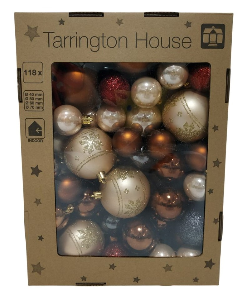 Tarrington House Набор елочных шаров медный акцент 118шт, 4-7см