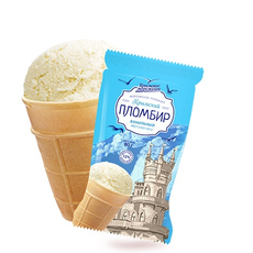 Мороженое пломбир Крымское мороженое Ванильное в вафельном стаканчике 12%, 80г