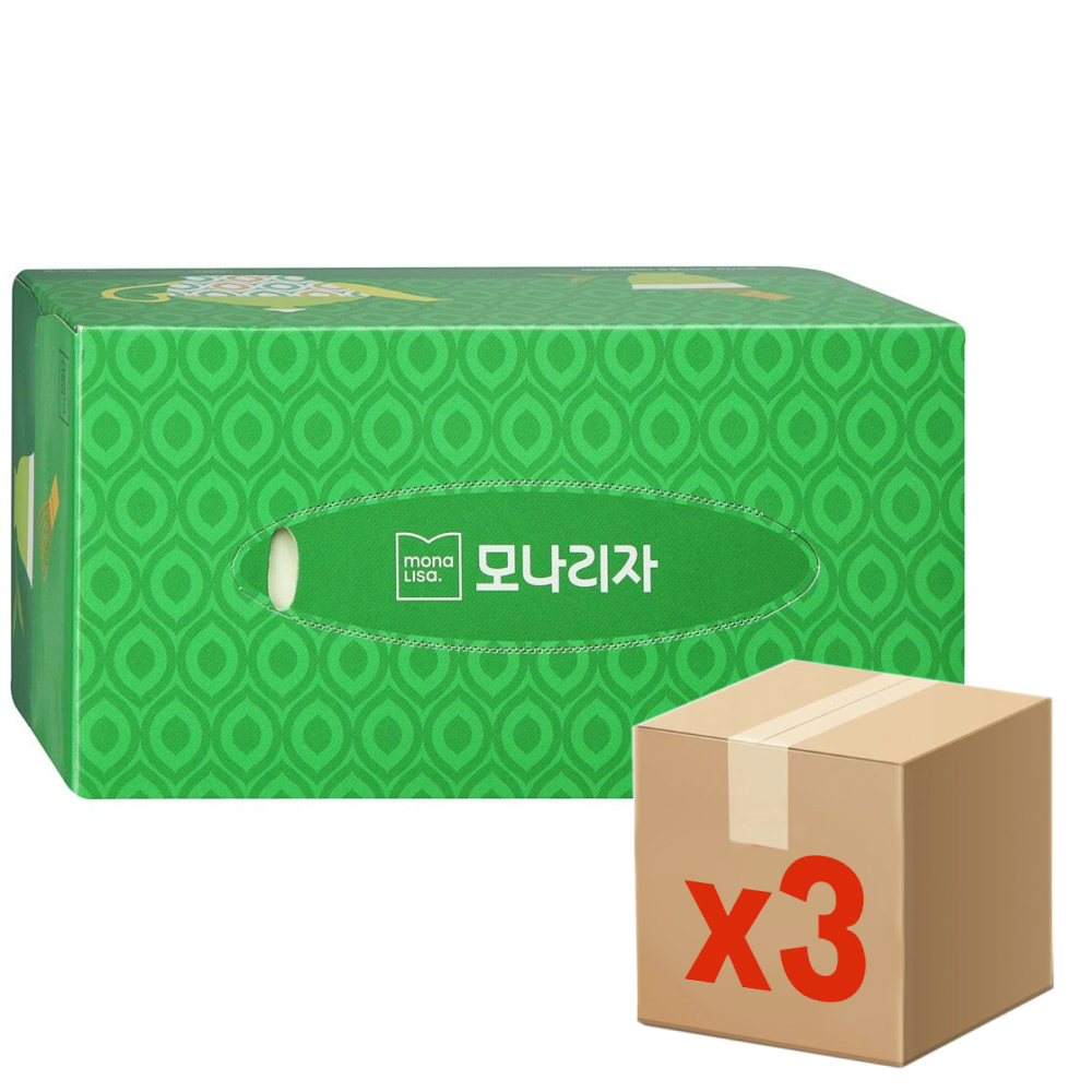 Салфетки бумажные Monalisa Green Tea косметические с экстрактом зеленого чая 210 листов, 3 шт