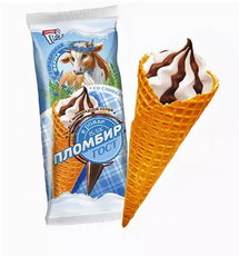 Мороженое пломбир Городецкая ферма с шоколадом в вафельном рожке 15.5%, 120г