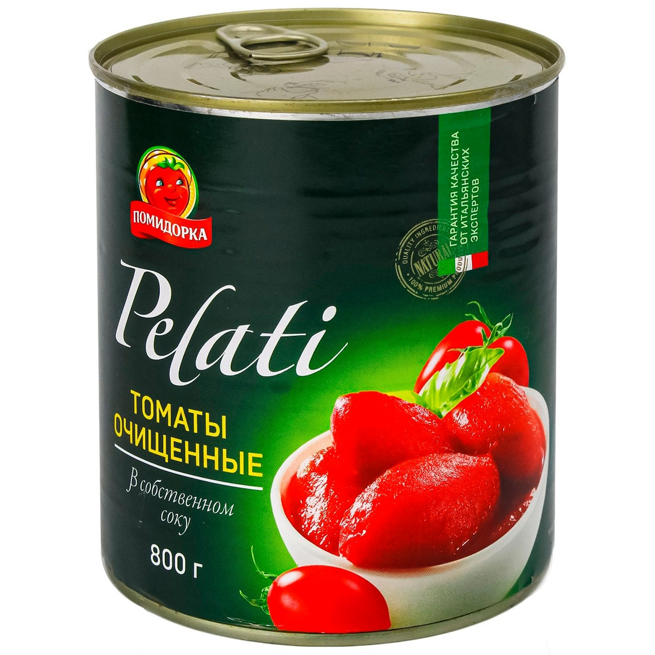 Томаты Помидорка очищенные в собственном соку, 800г