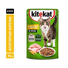 Корм влажный Kitekat для взрослых кошек с курицей в желе, 85г