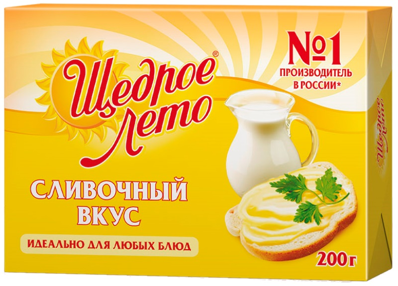 Маргарин Щедрое лето Сливочный вкус 72%, 200г