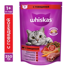 Корм сухой Whiskas Вкусные подушечки с нежным паштетом для взрослых кошек из говядины, 350г