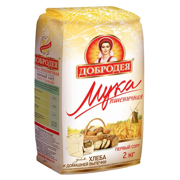 Мука пшеничная ДОБРОДЕЯ 1 сорт, 2кг купить с доставкой на дом, цены в ...