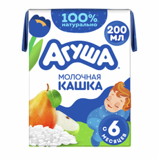 Каша молочная детская Агуша Рисовая Яблоко и груша 2.7% с 6 месяцев, 200мл