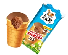 Мороженое Бодрая Корова Настоящий пломбир шоколадный 15% ГОСТ, 100г
