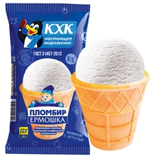 Мороженое Кировский ХК Ермошка Пломбир ванильный в вафельном стаканчике 16%, 60г