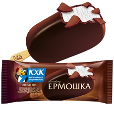Мороженое Кировский ХК Ермошка Эскимо Пломбир ванильный в шоколадной глазури 16%, 65г