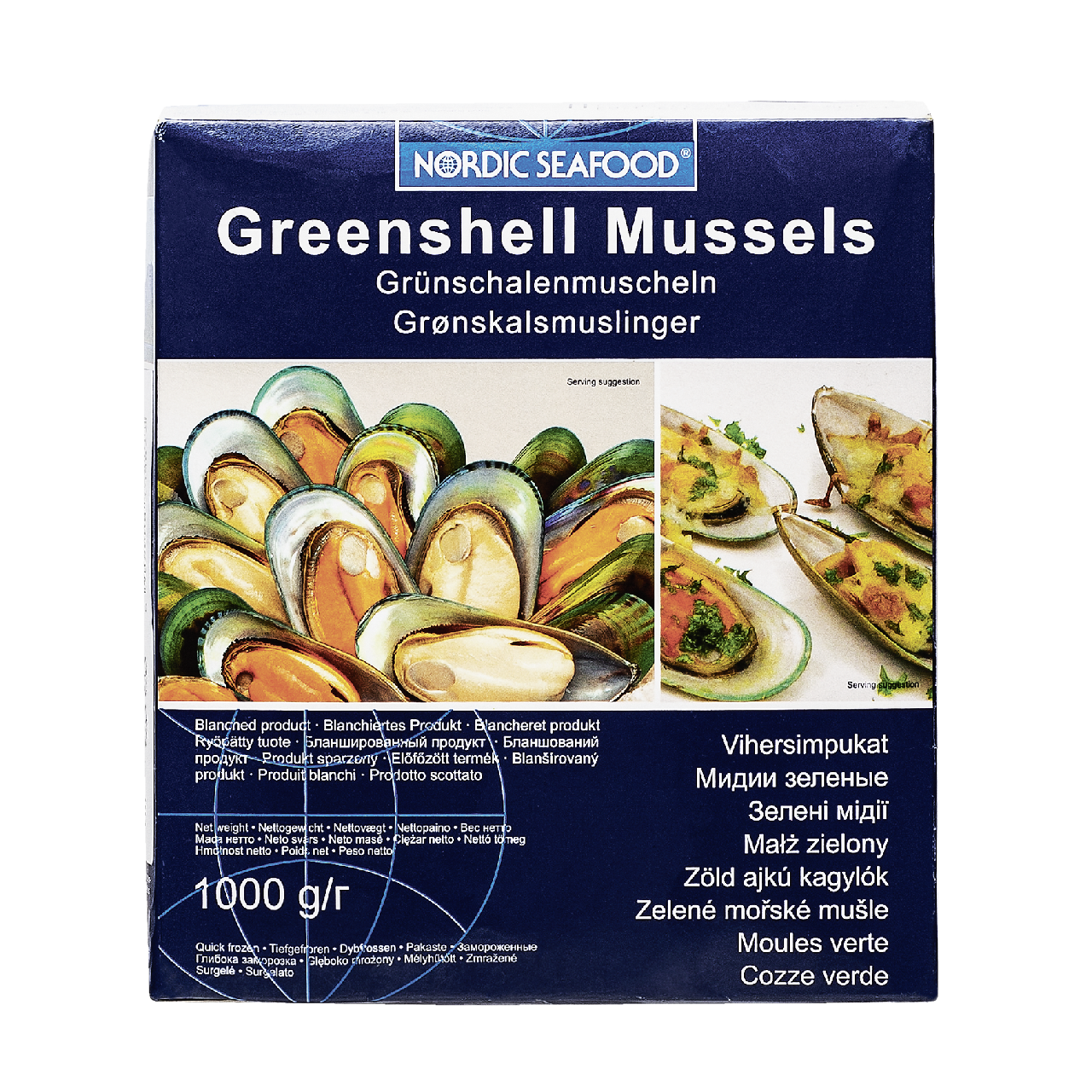 Мидии зеленые NORDIC SEAFOOD 1/2, 1 кг