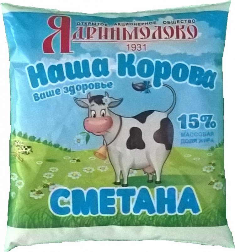 Сметана Наша корова 15%, 450г